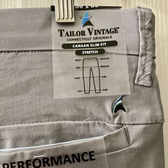Tailor Vintage 36x30 Canaan Slim Fit Performance Tech Pant Rayon Cement $108 - Picture 5 of 13